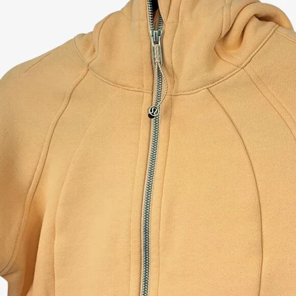 Lululemon Scuba Hoodie Womens 2 Summer Glow Cropped Full Zip Fleece Sweatshirt - Picture 3 of 8